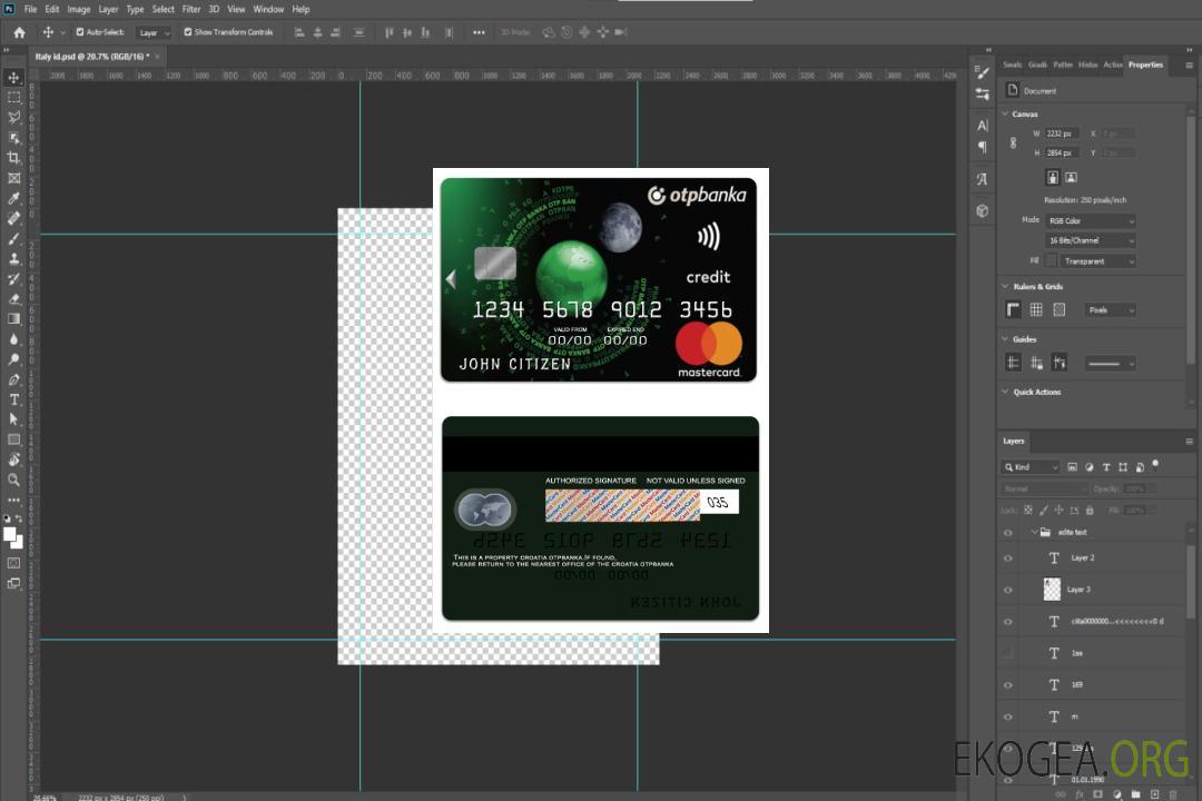 Croatie OTP Banka Standard crédit Mastercard template Croatie OTP Banka Standard crédit Mastercard template